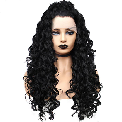 Imstyle Synthetic Lace Front Wigs Long Black Curly Wigs For Women Lace Wig Heat Resistant Fiber Natural Hair Wig