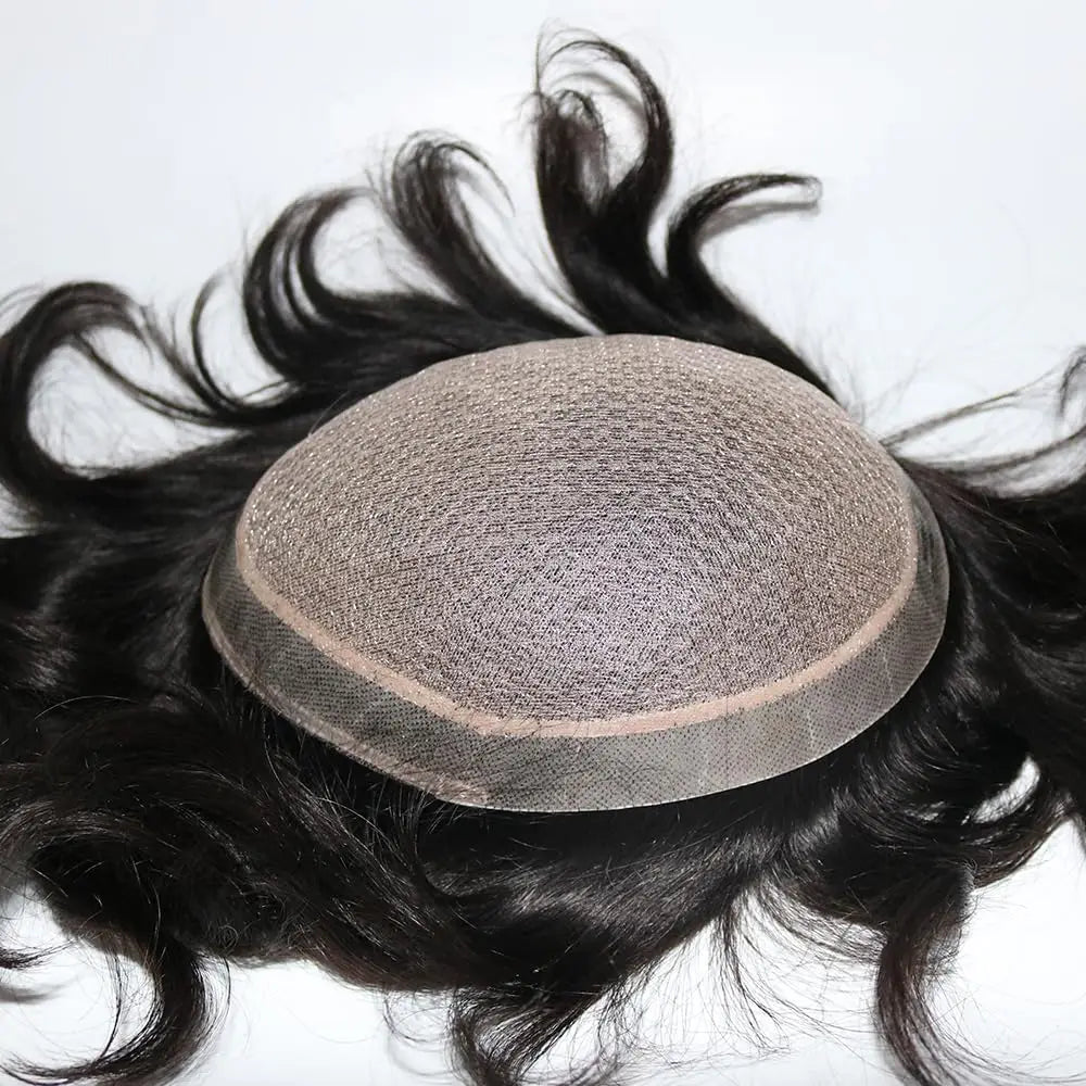 Hot Selling Men's Toupee Hair System Wig Ready to Ship Silk Base with Poly Perimeter Indian Hair for Bald Men