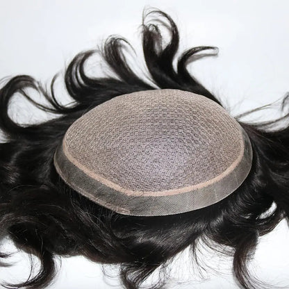 Hot Selling Men's Toupee Hair System Wig Ready to Ship Silk Base with Poly Perimeter Indian Hair for Bald Men