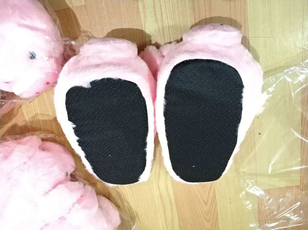 Winter Women Warm Indoor Slippers Ladies Fashion Cute Pink Pig Shoes Women's Soft Short Furry Plush Home Floor Slipper SH467