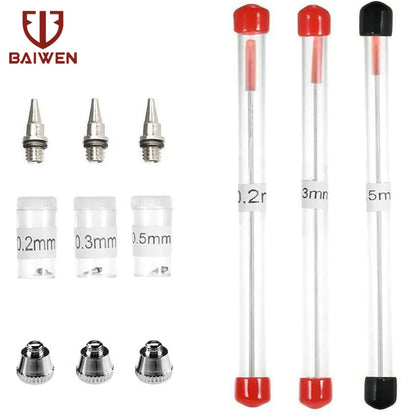 Dual-Action Airbrush with 0.2mm 0.3mm 0.5mm Nozzle Set Gravity Feed Pistol Pneumatic Kit For Cake Model Painting Makeup Tattoo