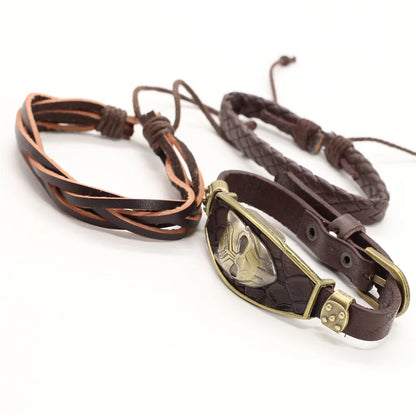 Alloy Scorpion Charm Braided Leopard Genuine Men Leather Bracelets For Women Wrap Wristbands Bangles Homme Wholesale Jewel