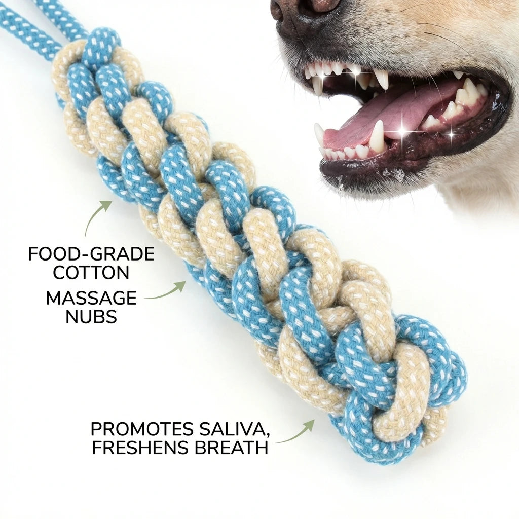 Knitted Hard Rope Dog Toy - Interactive Pet Chewing Cotton Rope for Walking and Outdoor Training Style
