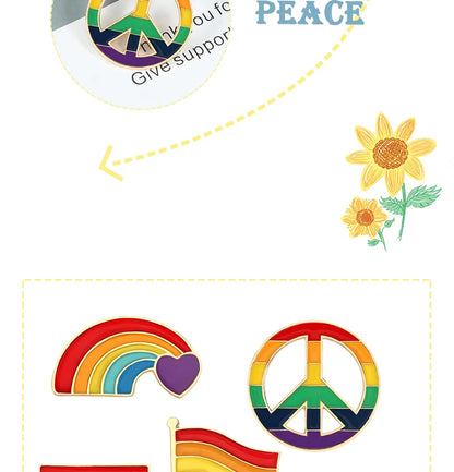 LGBT Flag Rainbow Heart Brooch Peace and Love Enamel Pins Clothes Bag Lapel Pin Gay Lesbian Pride Icon Badge Unisex Jewelry Gift