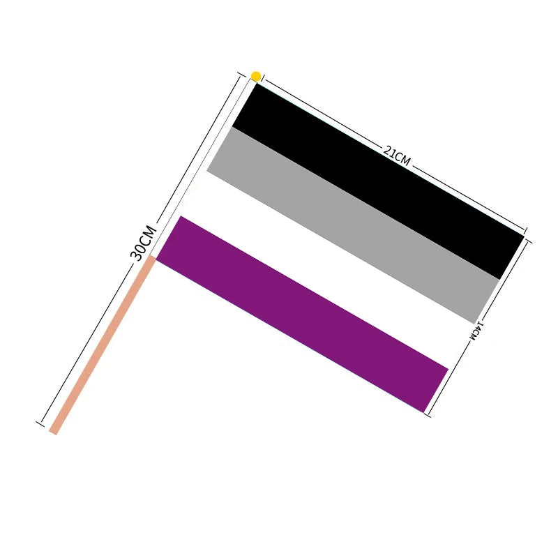 Aerxrbrae Custom Hand Flag 100Pcs 14*21Cm Plastic Stick Rainbow Gay Lesbian Homosexual Bisexual Pride Banner