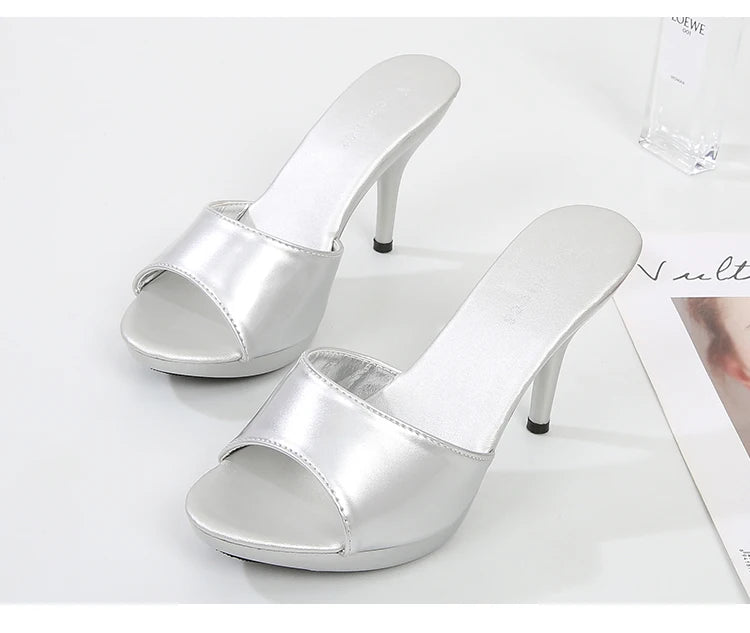 Women Shoes Sandals 2020 Summer Outside Slippers High Heels 9cm sexy High Platform Open Toe Stiletto Ladies Slides Party shoes