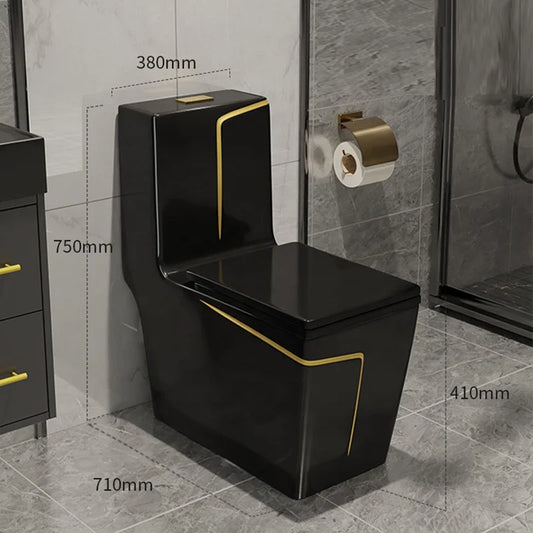 New Sanitarios Inodoros Wc Gold Line Design Bathroom Ceramic One-Piece Gold Black Colored Toilets Bowl