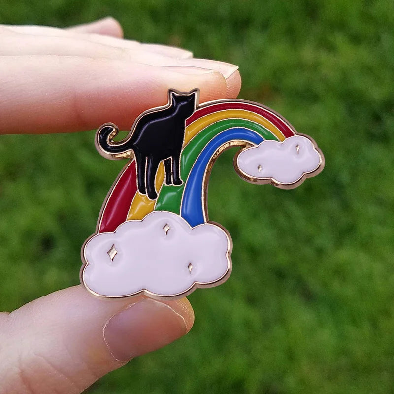 LGBTQ LGBT Gay Pride Rainbow Flag badge HS We're a little bit gay Moon Sounds Gay I'm In Love Wins Proudly Go Purride Cat Pin