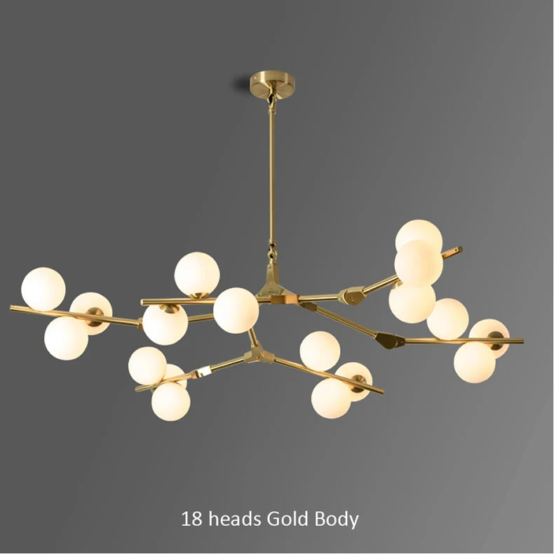 Modern Black Gold LED Chandelier 12/18/24 Glass Balls Ceiling Chandeliers Living Room Kitchen Bedroom Living Room Decoration