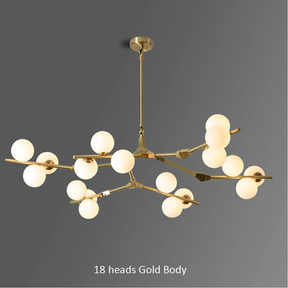 Modern Black Gold LED Chandelier 12/18/24 Glass Balls Ceiling Chandeliers Living Room Kitchen Bedroom Living Room Decoration