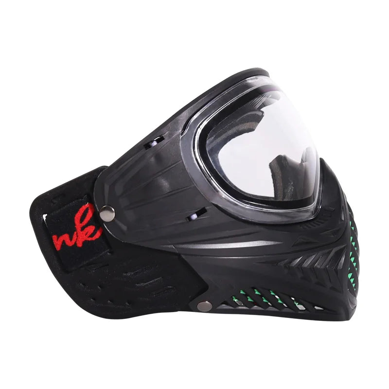 Spunky II Black Paintball Archery Mask Made of Soft PE and Hard Nylon with Thermal Anti-Fog Goggle