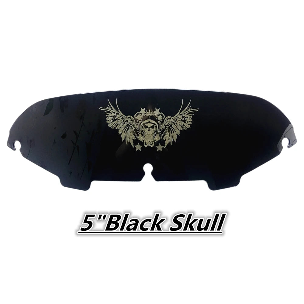 Motorcycle 5''/6''/8" Black Skull Windshield Fairing Windscreen For Harley Electra Street Glide FLHX Touring 1996-2013
