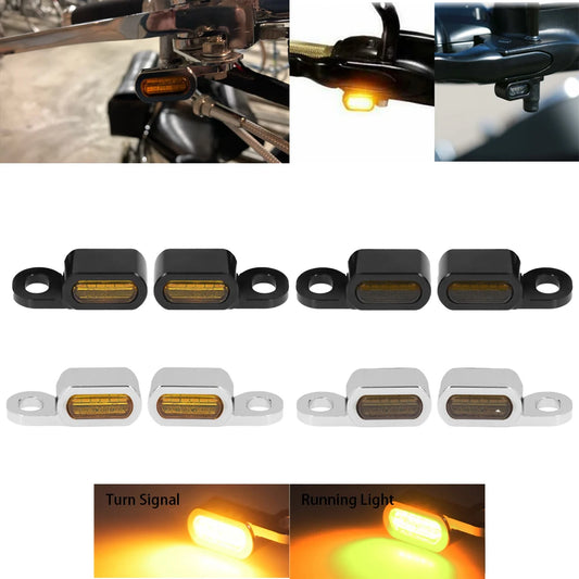 Motorcycle 2PCS Mini LED Lamp Turn Signal Amber Light 12V E Mark For Harley Softail Breakout 16-17 Touring Road King Glide 14-20