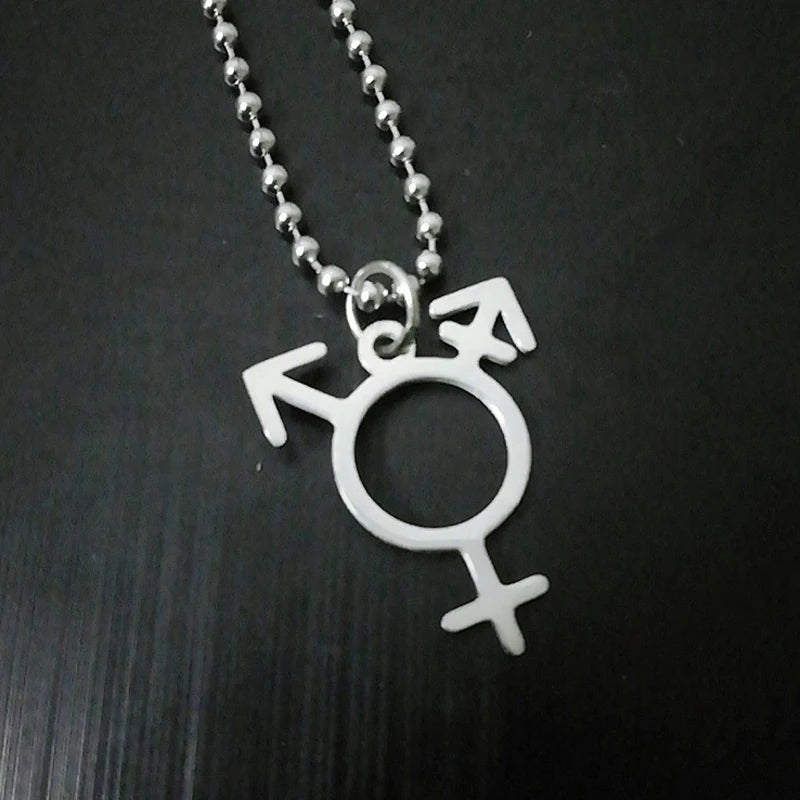 Stainless Steel Transgender Symbol Necklace Transgender Pride Jewelry Male And Female Symbol Necklace Transgender gift