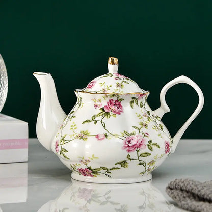 900ML European Bone China Teapot English Afternoon Tea Set Teapot High-Grade Porcelain Coffee Pot Heat Resistant Kettle Pot