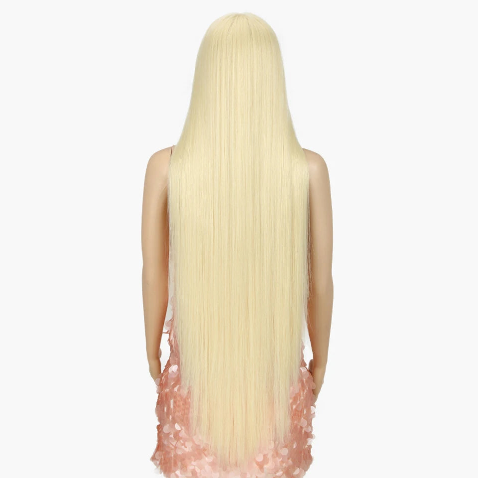 38 inch Straight Long Hair Synthetic Lace Front Wigs For Women High Temperature Hair Ombre 613 Red Cosplay Wigs Synthetic Hair