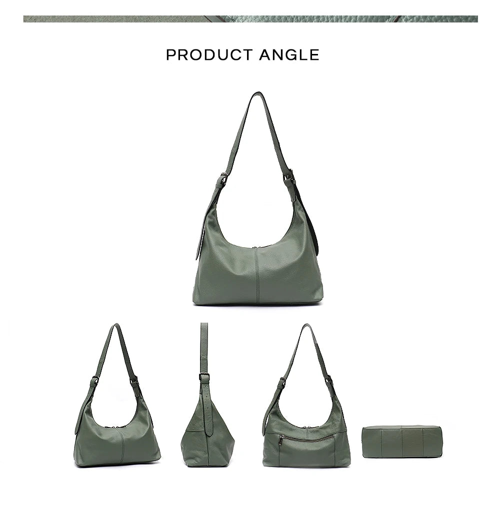 SC Luxury Women Cowhide Crossbody Bag Large Casual Shoulder Purse Wide Strap Handbag Female Daily 100% Genuine Leather Hobo Sack