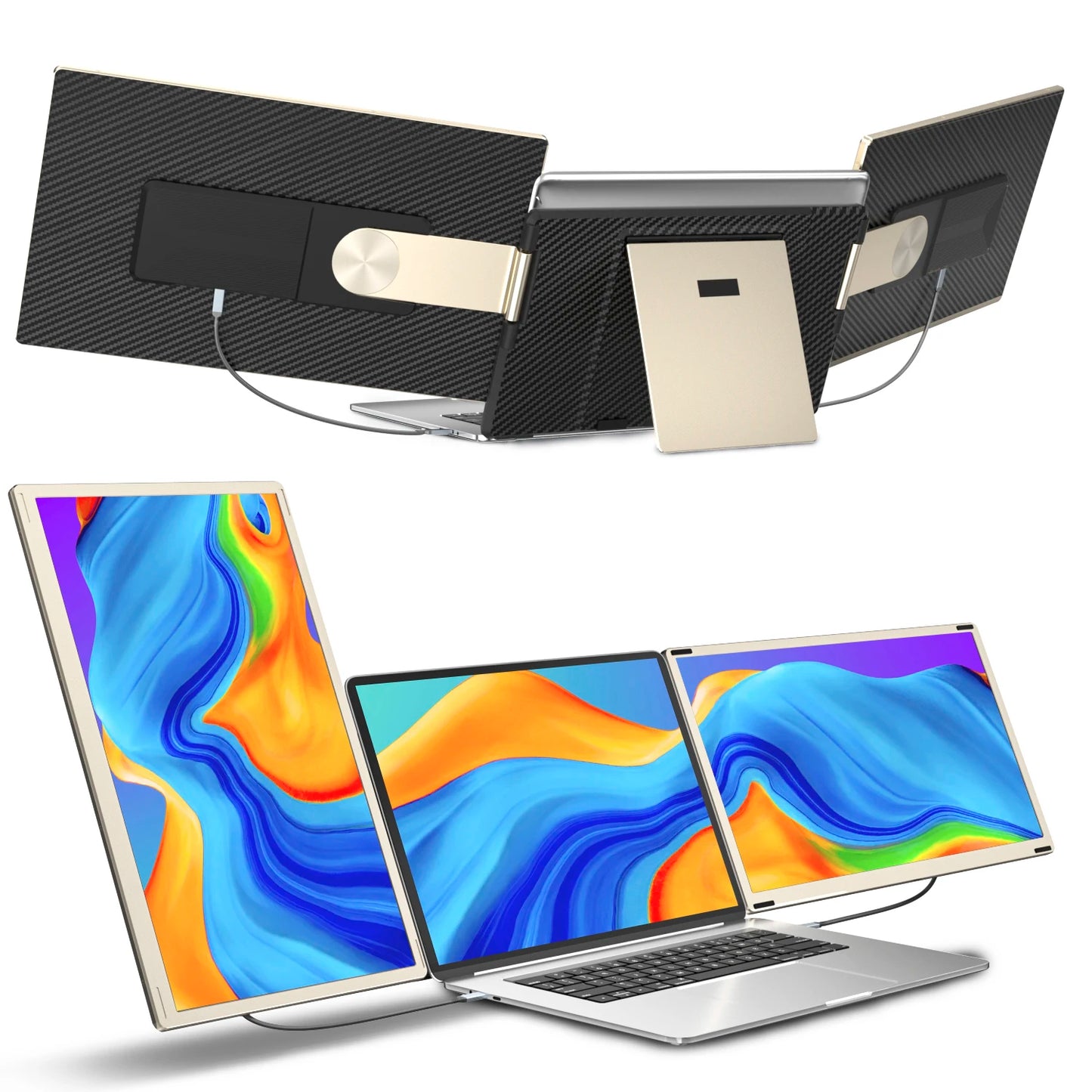 New Laptop Screen Extender S6 15.6" Portable Triple Monitor for Laptop up to 17.3" with IPS FHD 1080P Portable Screen Laptop