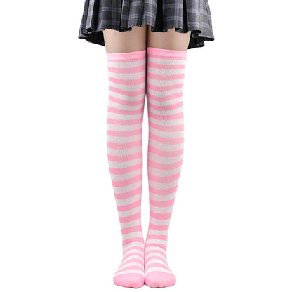 Womens Striped Thigh High Stockings Ladies Girls Black White pink Long Over Above Knee Socks femboy Cosplay Lolita Harajuku Y2k
