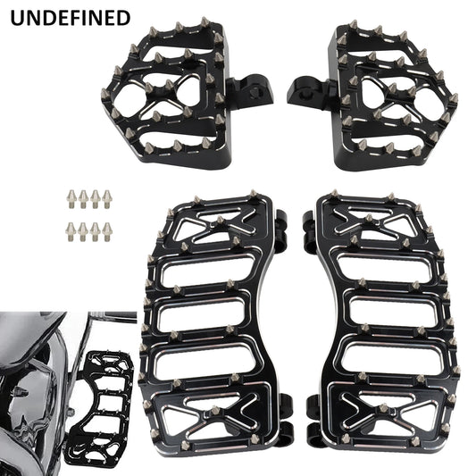 Wide Floorboards MX Foot Pegs Footrest Driver Pedals for Harley Touring Road King Street Glide 86-2023 Softail Fatboy Dyna FLD