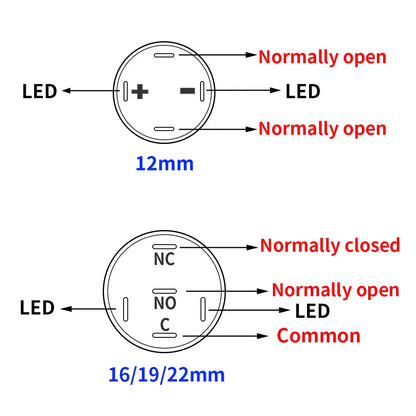 On Off PC Power Metal Waterproof Push Button Switch 12v for Car Ignition Switches Momentary/Latching NC 5V 220V 12 16 19 22 mm