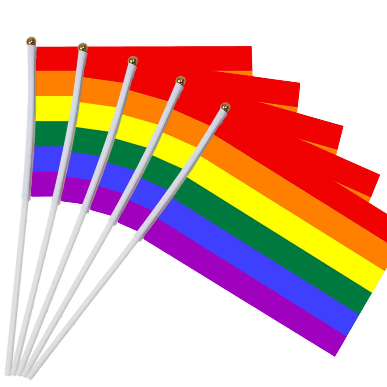 5pcs Stick Flag USA 14*21 cm Hand Held Mini Flag With White Pole Vivid Color and Fade Resistant Hand Held Stick Flags
