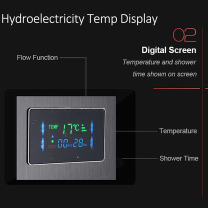 LED Shower Panel Tower System Rain Waterfall Shower Column Hydroelectricity LCD Display With Massage Body Spa Bath Shower Faucet