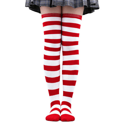 Womens Striped Thigh High Stockings Ladies Girls Black White pink Long Over Above Knee Socks femboy Cosplay Lolita Harajuku Y2k