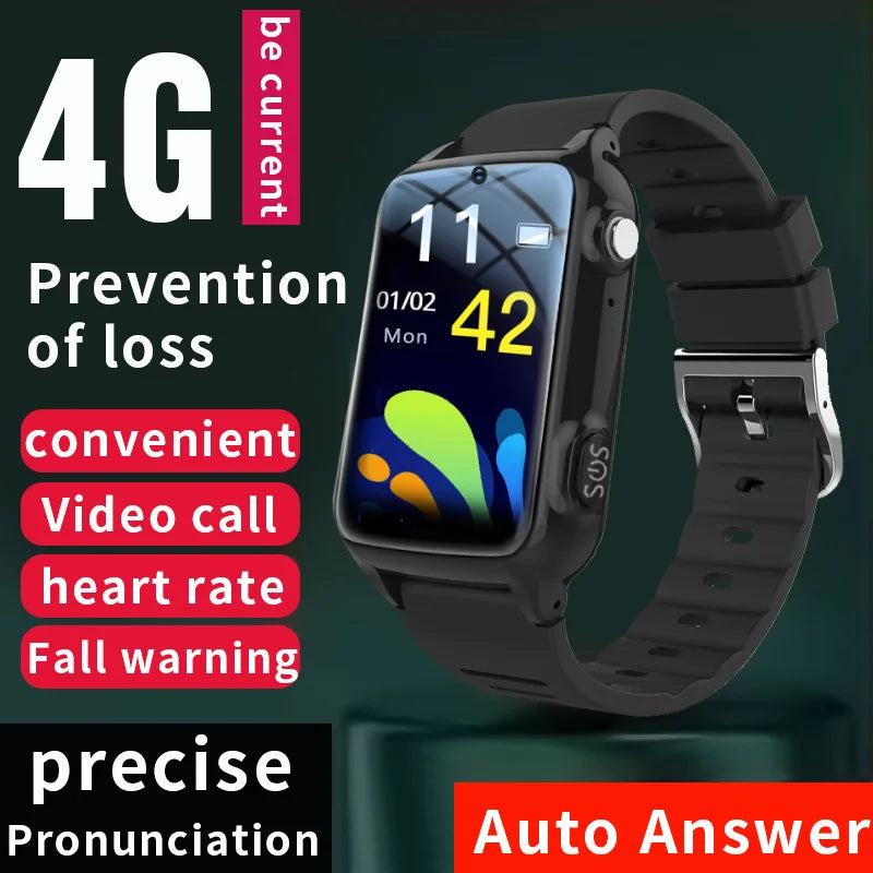 Two-Way Voice Chat Kids Fitness Tracker Watch with Smart GPS IPS Display Android Operating System Waterproof (IPX7) Square Shape