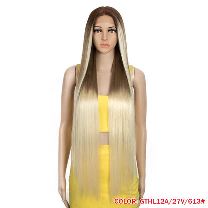 38 inch Straight Long Hair Synthetic Lace Front Wigs For Women High Temperature Hair Ombre 613 Red Cosplay Wigs Synthetic Hair