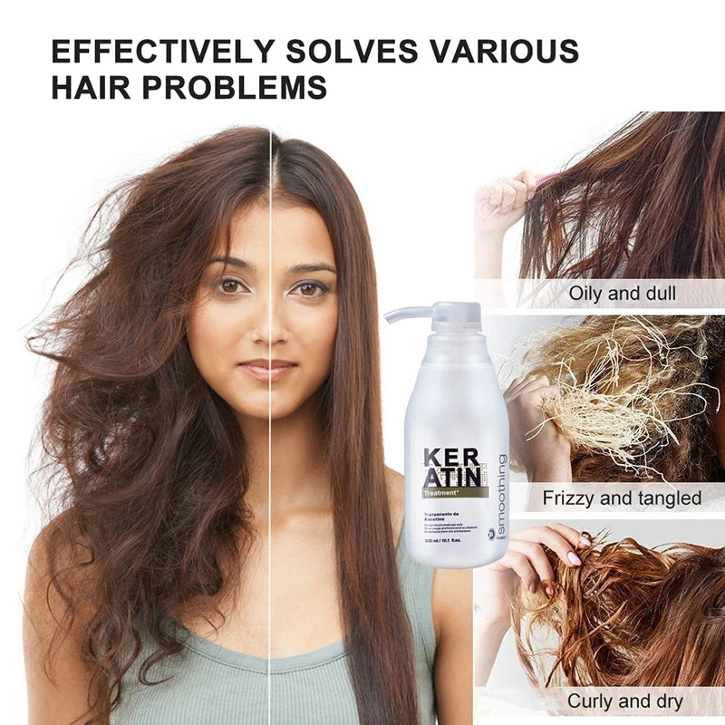 PURC 300ML Professional Keratin Hair Treatment Smoothing Repairing Frizz Curly Hair Straightening Brazilian Keratin Hair Care