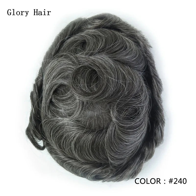 Gloryhair-Natural and Realistic Hair Prosthesis Male Toupee Wig 130% Density Hair Pieces Indian Human Men's Capillary Prosthesis