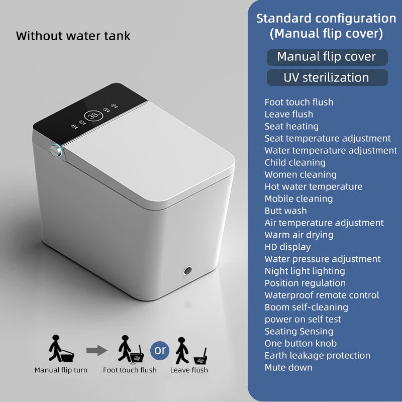 Tankless Auto Opening Smart Toilet Seat Black Intelligent Wc Toilets