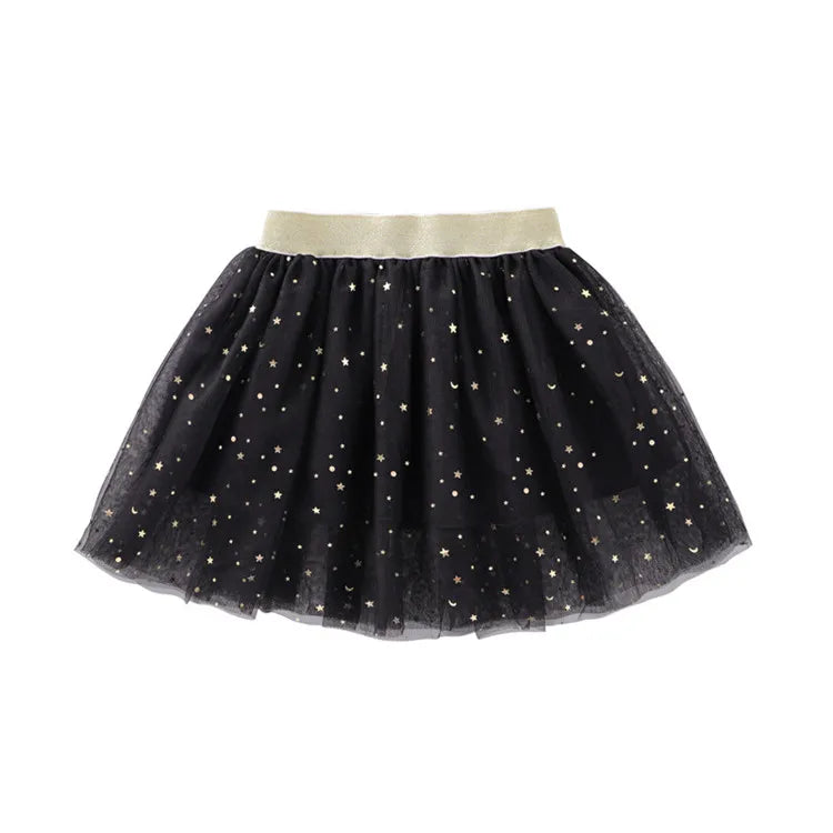 Children's Skirts For Girls Summer Cotton Lace Baby Mini Tutu Skirts Stars Glitter Dance Sequin Birthday Party Skirt for Kids