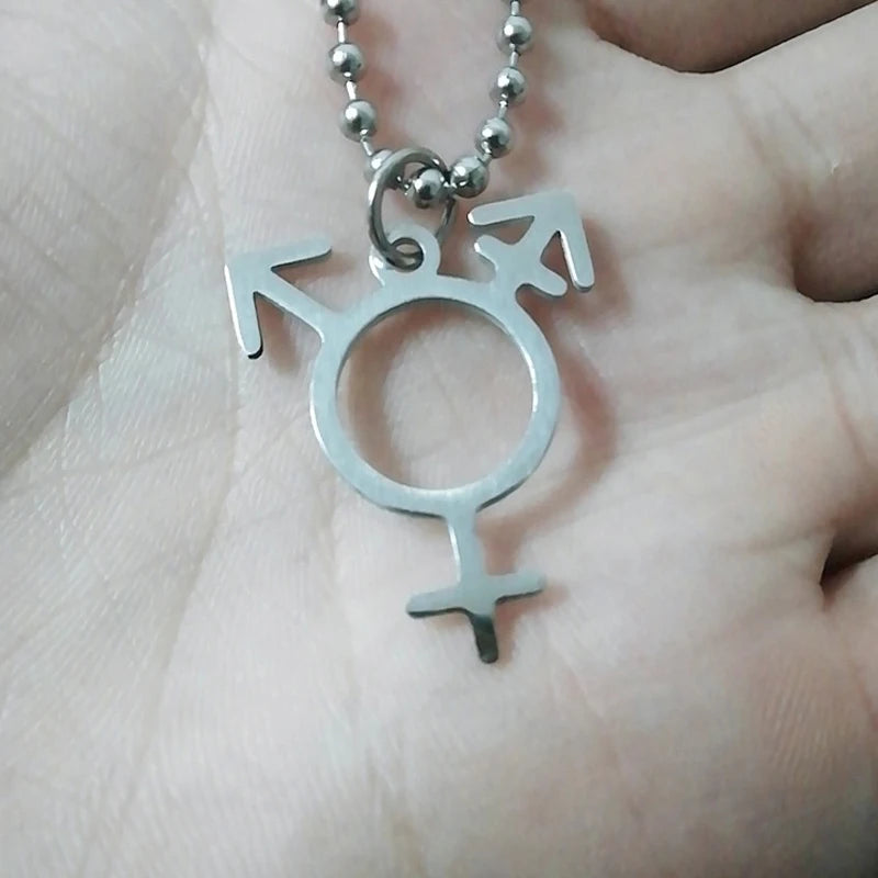 Stainless Steel Transgender Symbol Necklace Transgender Pride Jewelry Male And Female Symbol Necklace Transgender gift