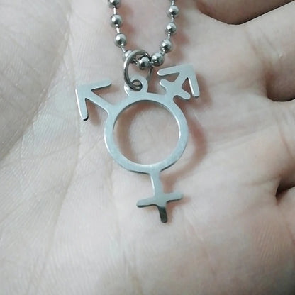 Stainless Steel Transgender Symbol Necklace Transgender Pride Jewelry Male And Female Symbol Necklace Transgender gift