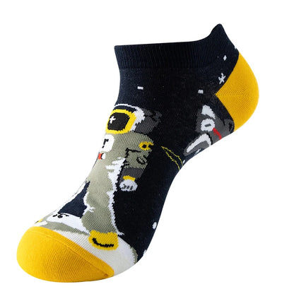 4pairs Funny animal Combed Cotton Fashion Hip Hop Man woman Oil Painting Socks Harajuku Skateboard outer space Happy love Socks