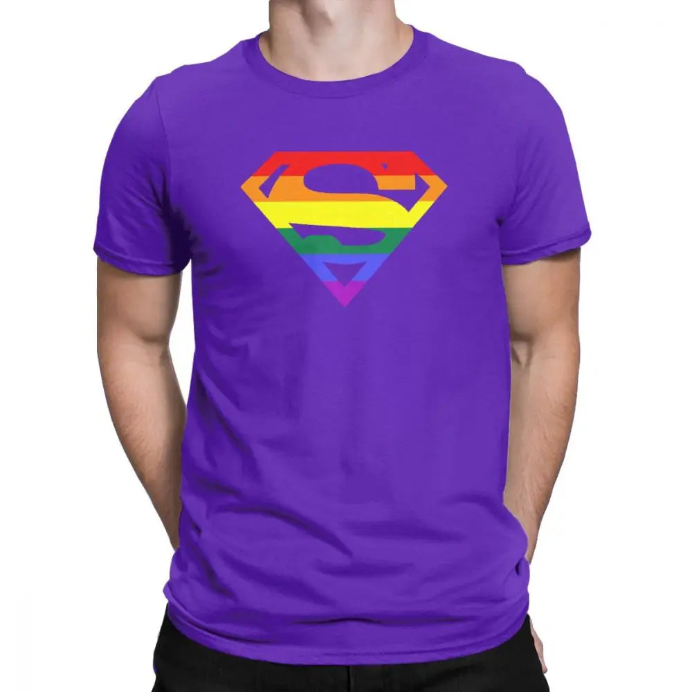 Cool Super Queer T-Shirt Men Round Neck Cotton T Shirt Rainbow Gay Lesbian Pride LGBTQ LGBT Oversized Clothes