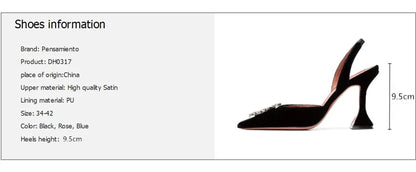 Brand Women Pumps Luxury Crystal Slingback High Heels Summer Bride Shoes Comfortable Triangle Heeled Party Wedding Shoes