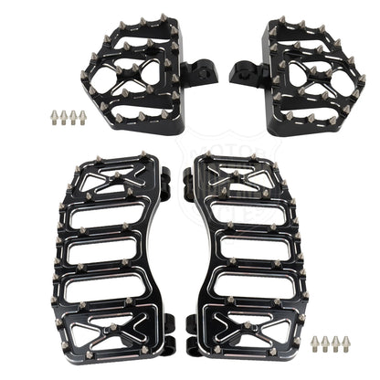 Wide Floorboards MX Foot Pegs Footrest Driver Pedals for Harley Touring Road King Street Glide 86-2023 Softail Fatboy Dyna FLD