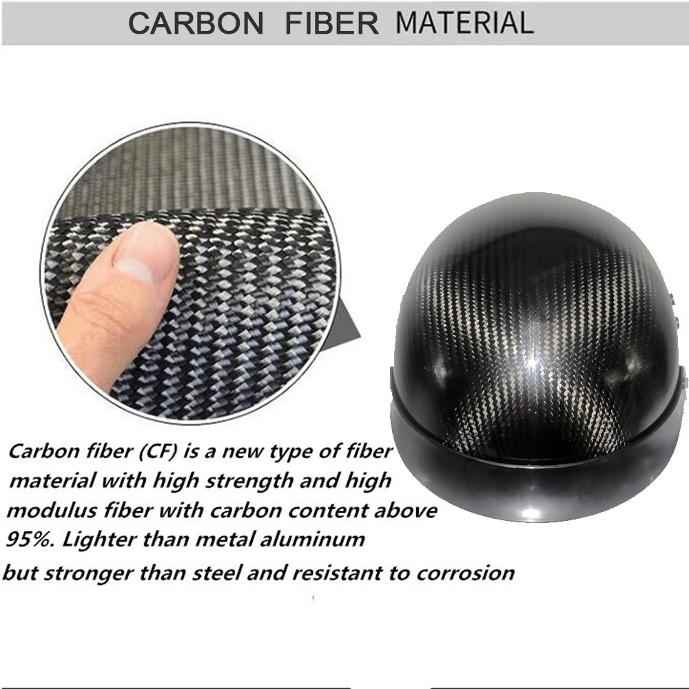 Genuine Carbon Fiber Motorcycle Helmet Headbone Cruiser Lightweight Vintage Retro Moto Motocross Harley Motorbike Half Helmets
