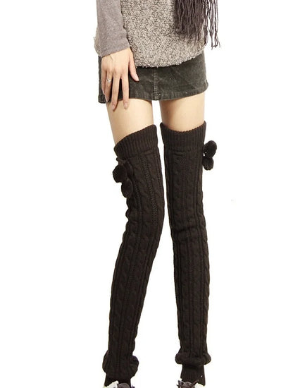 65cm Women's Long Leg Warmers Thickened Over Knee Warm Boot Cover Lolita Knitted Crochet Socks Boot Cuffs Pile Socks Party Dance