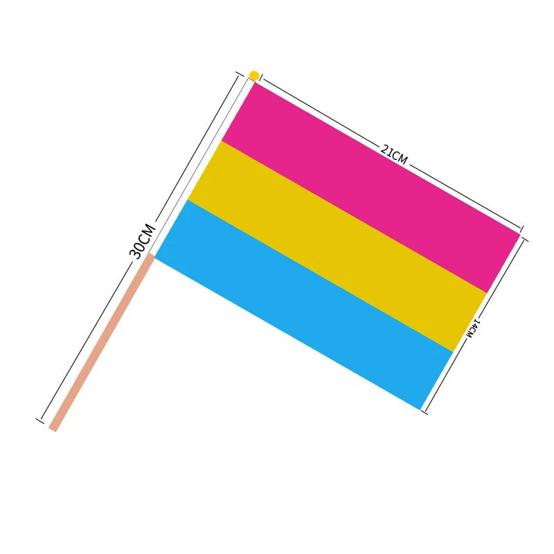 Aerxrbrae Custom Hand Flag 100Pcs 14*21Cm Plastic Stick Rainbow Gay Lesbian Homosexual Bisexual Pride Banner