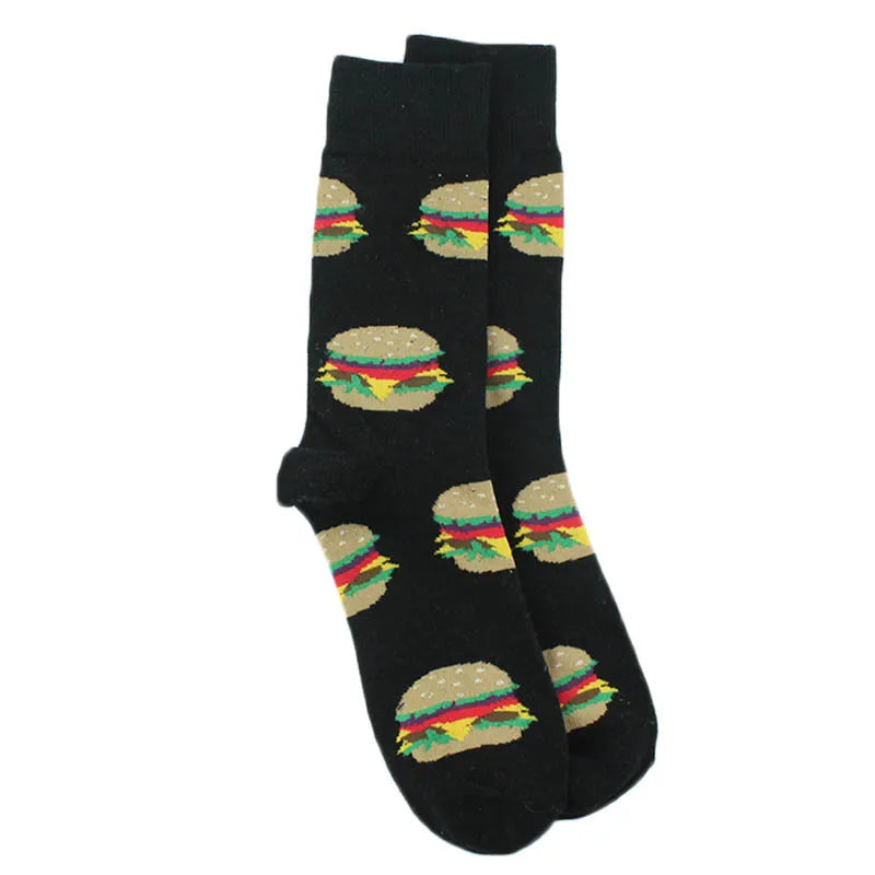 Animal Pug Elephant Lionu Funny Socks Men Chili Hamburg Pizza Crew Socks Harajuk Novelty Gift Sokken Unisex Skateboard Socks