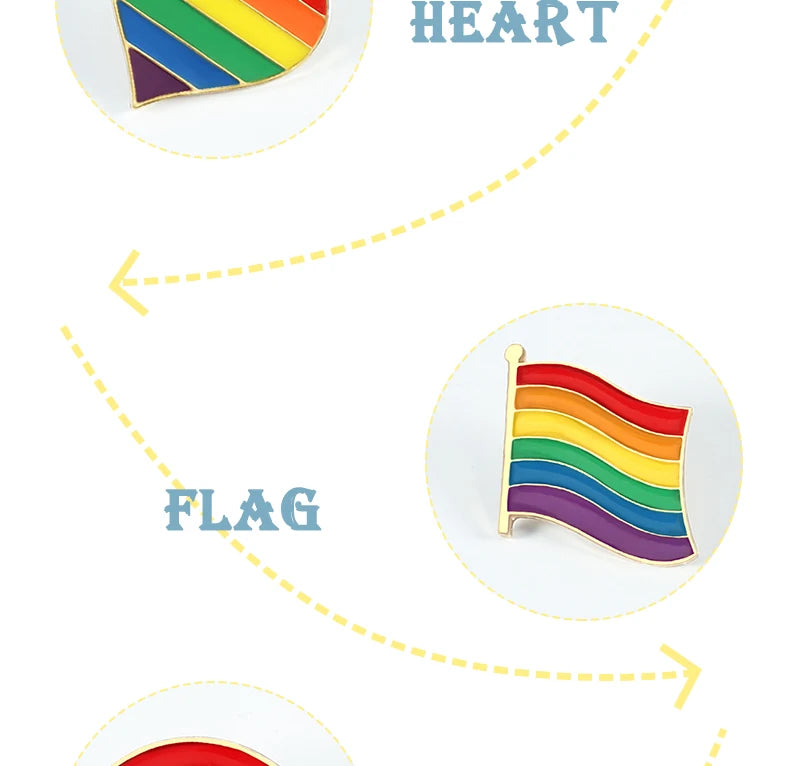 LGBT Flag Rainbow Heart Brooch Peace and Love Enamel Pins Clothes Bag Lapel Pin Gay Lesbian Pride Icon Badge Unisex Jewelry Gift