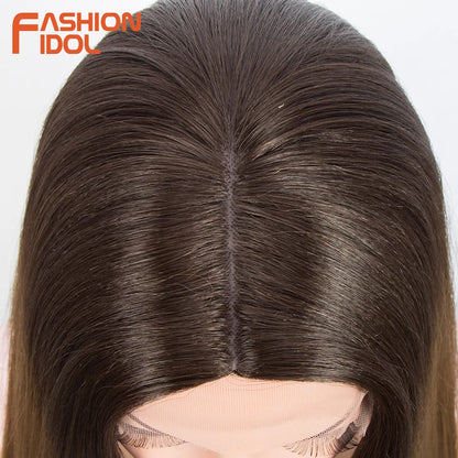 38 inch Straight Long Hair Synthetic Lace Front Wigs For Women High Temperature Hair Ombre 613 Red Cosplay Wigs Synthetic Hair