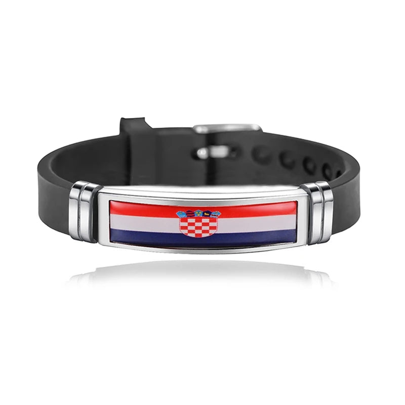 Fashion National Flag Bracelet USA France Canada Flags Bangle Adjustable Silicone Sports Bracelets Wristband For Men Jewelry