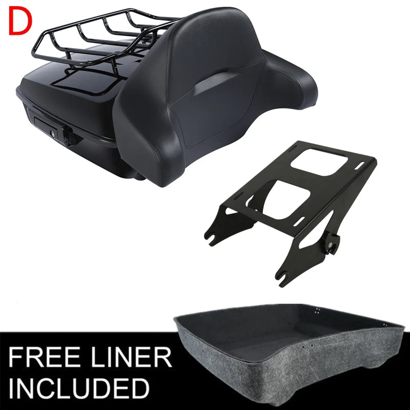 Motorcycle Chopped Trunk Backrest Rack For Harley Touring Road King Road Glide Street Glide 2014-2025