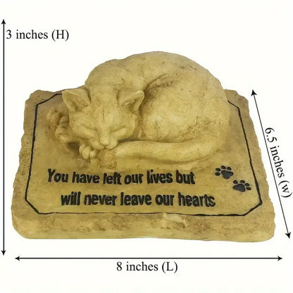 Resin Cat Memorial Stone Hand-painted Heartfelt Quote & Pet Remembrance Artistry Garden Decorative Outdoor Tribute Ornaments