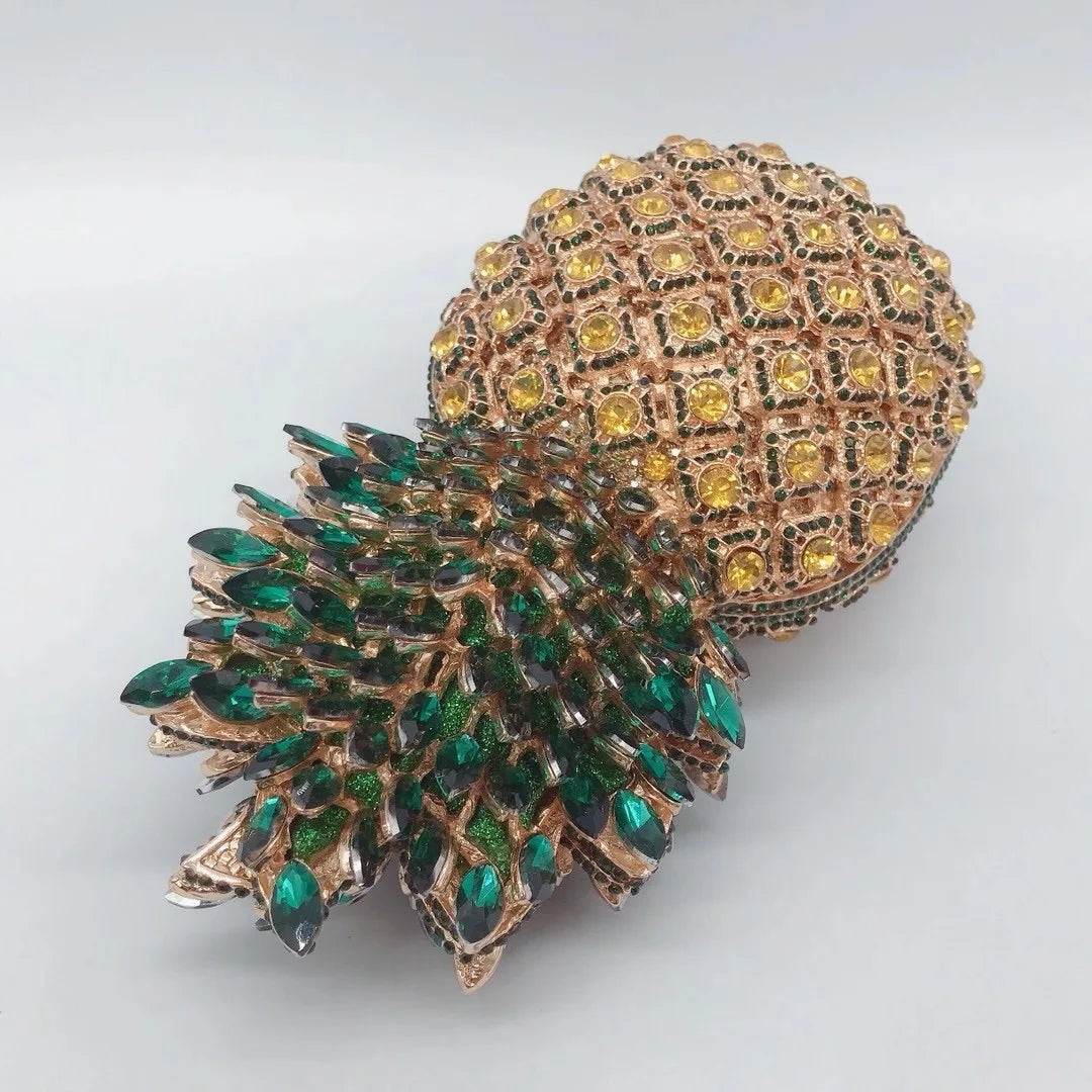 Blue Stone Pineapple Bag Diamond White Party Dinner Clutches Crystal Women Prom Formal Handbags For Lady Rhinestone Purses Bags